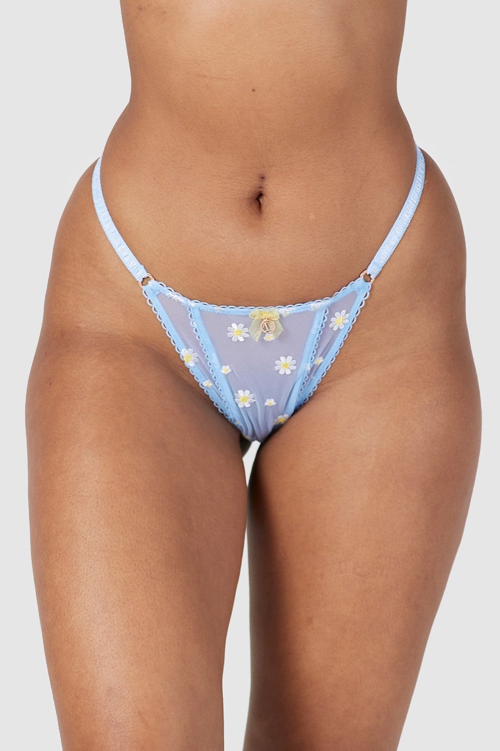 Lounge Underwear Sheer Floral Lanières Bleu | EYIFLJ-239