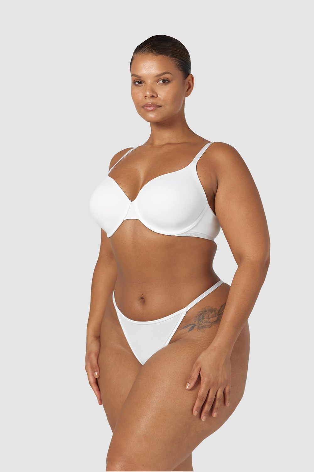 Lounge Underwear Smooth Classiche T-shirt Bra & Lanières/Briefs Set Blanche | HYPORK-296