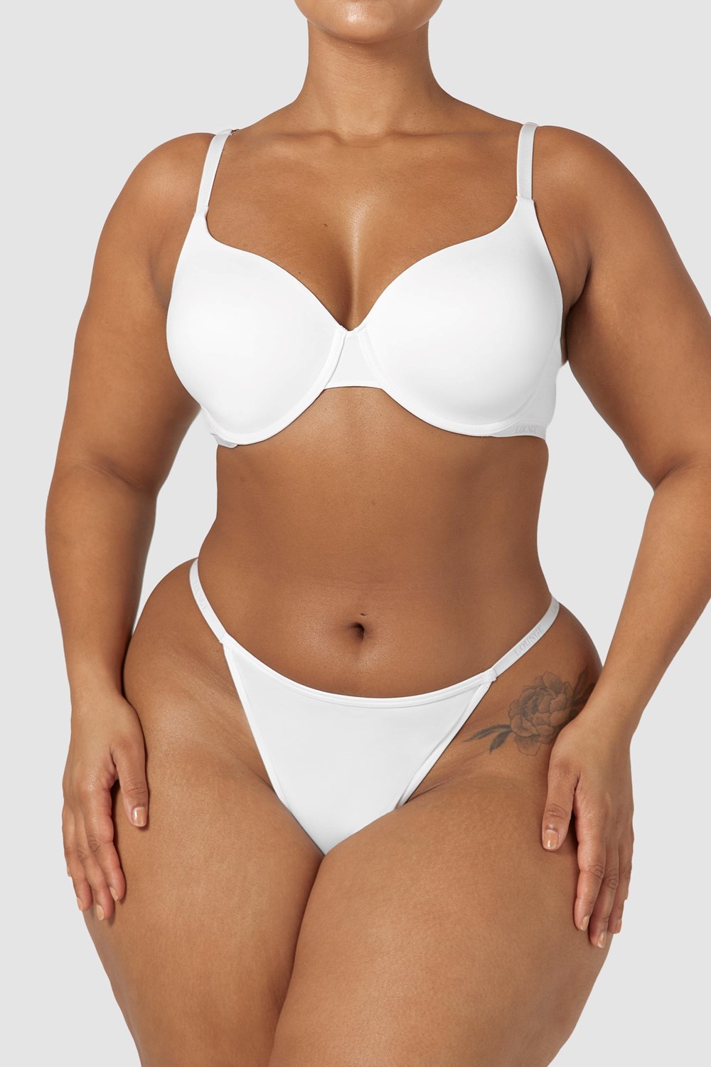 Lounge Underwear Smooth Classiche T-shirt Bra & Lanières/Briefs Set Blanche | HYPORK-296