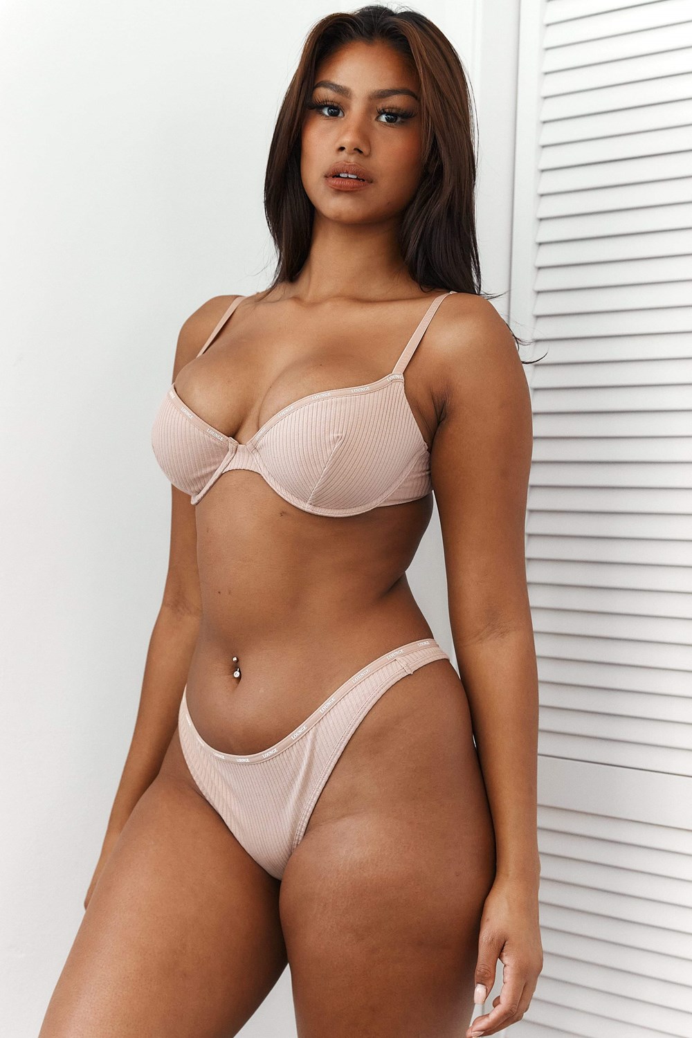 Lounge Underwear So Soft Nervuré T Shirt Bra & Lanières Set Taupe | PVEGWI-102