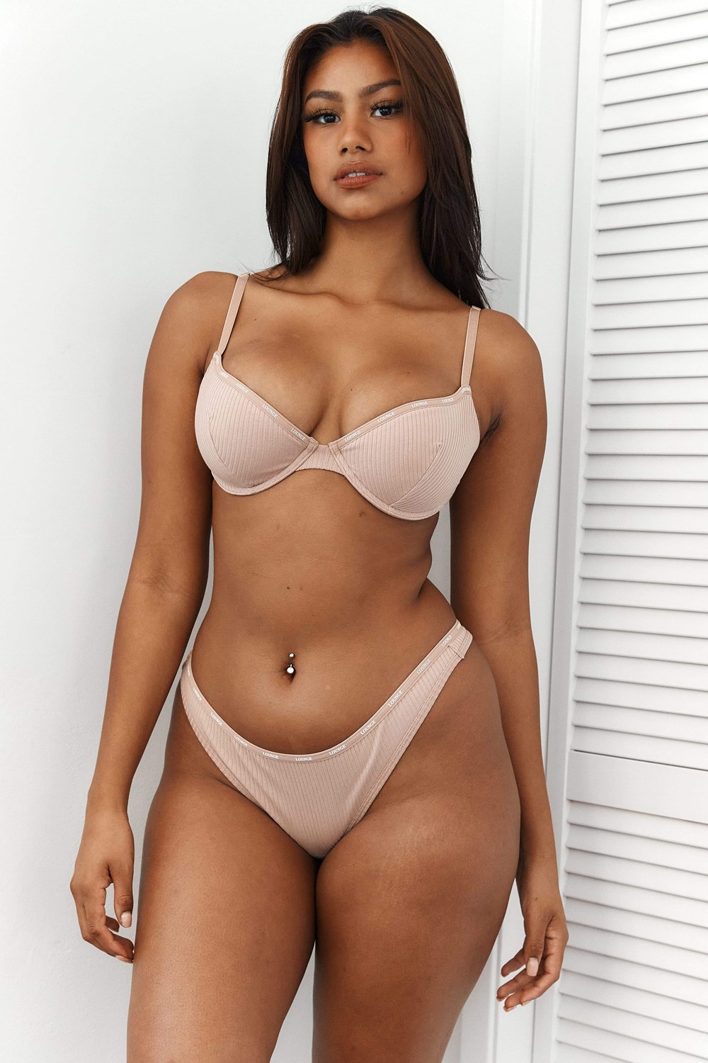 Lounge Underwear So Soft Nervuré T Shirt Bra & Lanières Set Taupe | PVEGWI-102