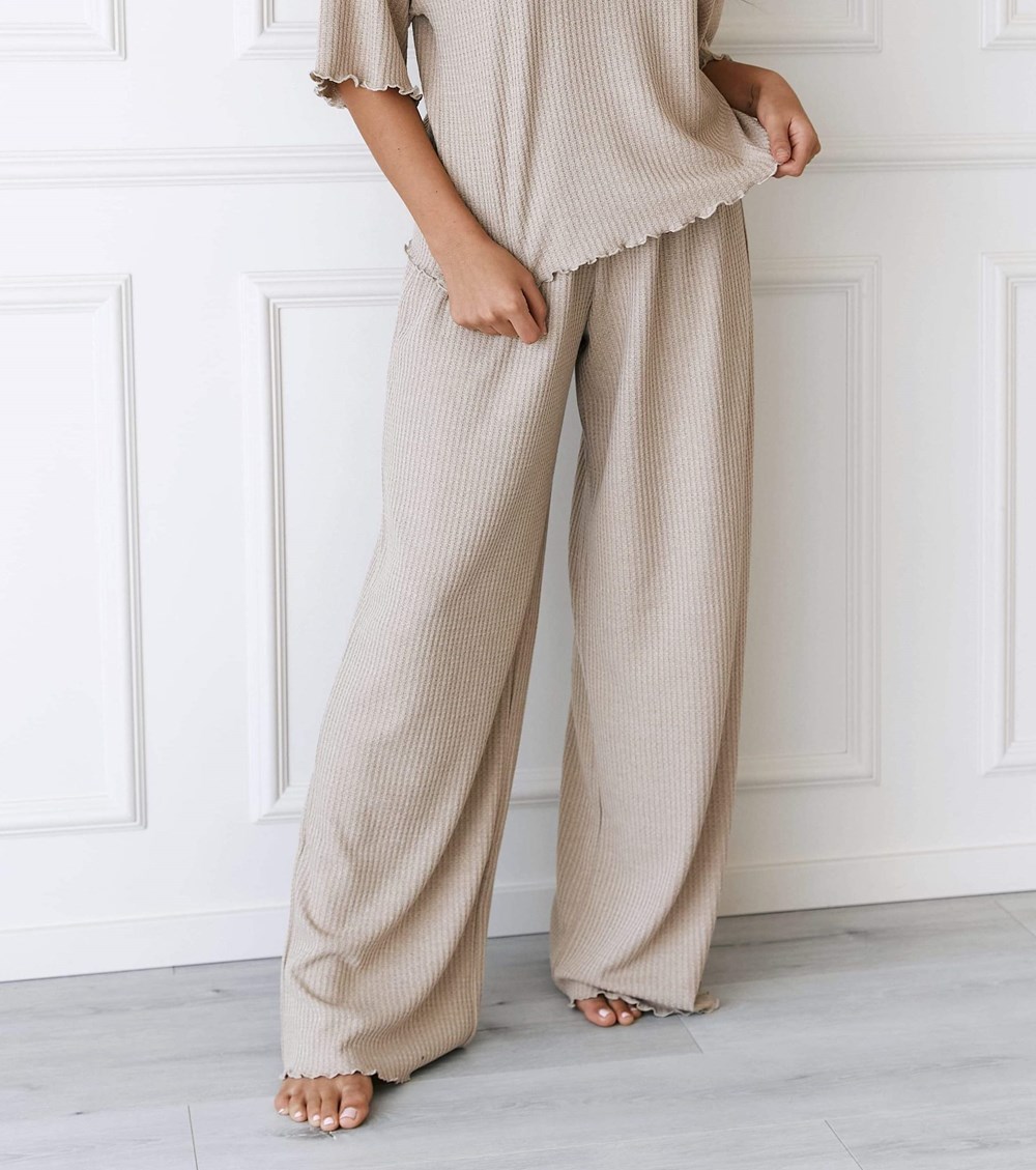 Lounge Underwear Soft Waffle Pajama Trousers Mink | NIBPYG-629