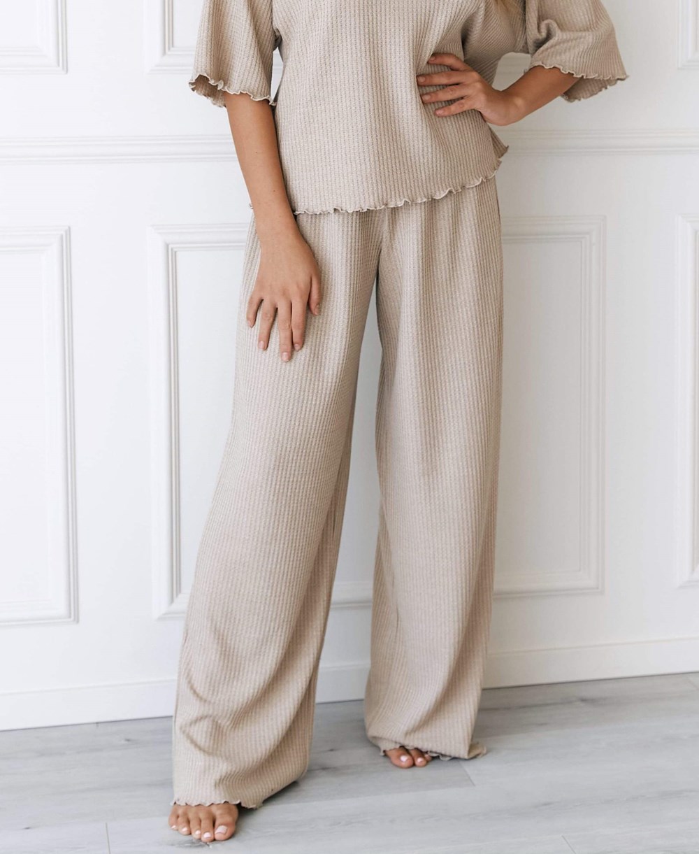 Lounge Underwear Soft Waffle Pajama Trousers Mink | NIBPYG-629