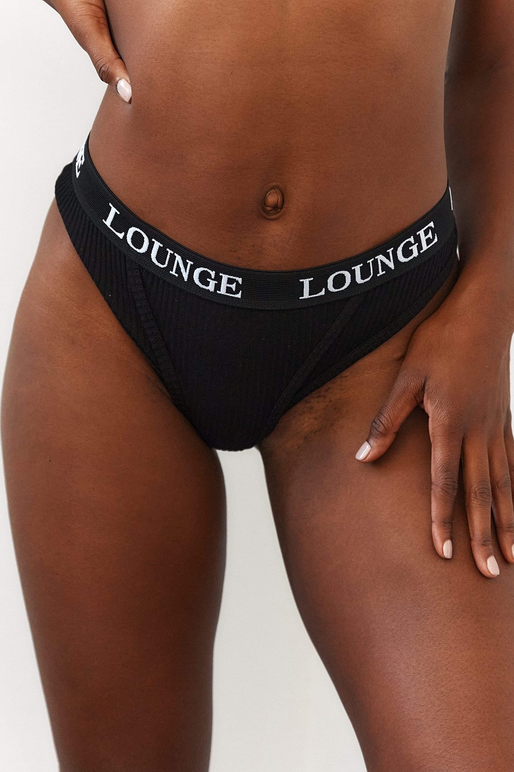 Lounge Underwear Ultra Confort Nervuré Lanières Noir | DUIPMN-302