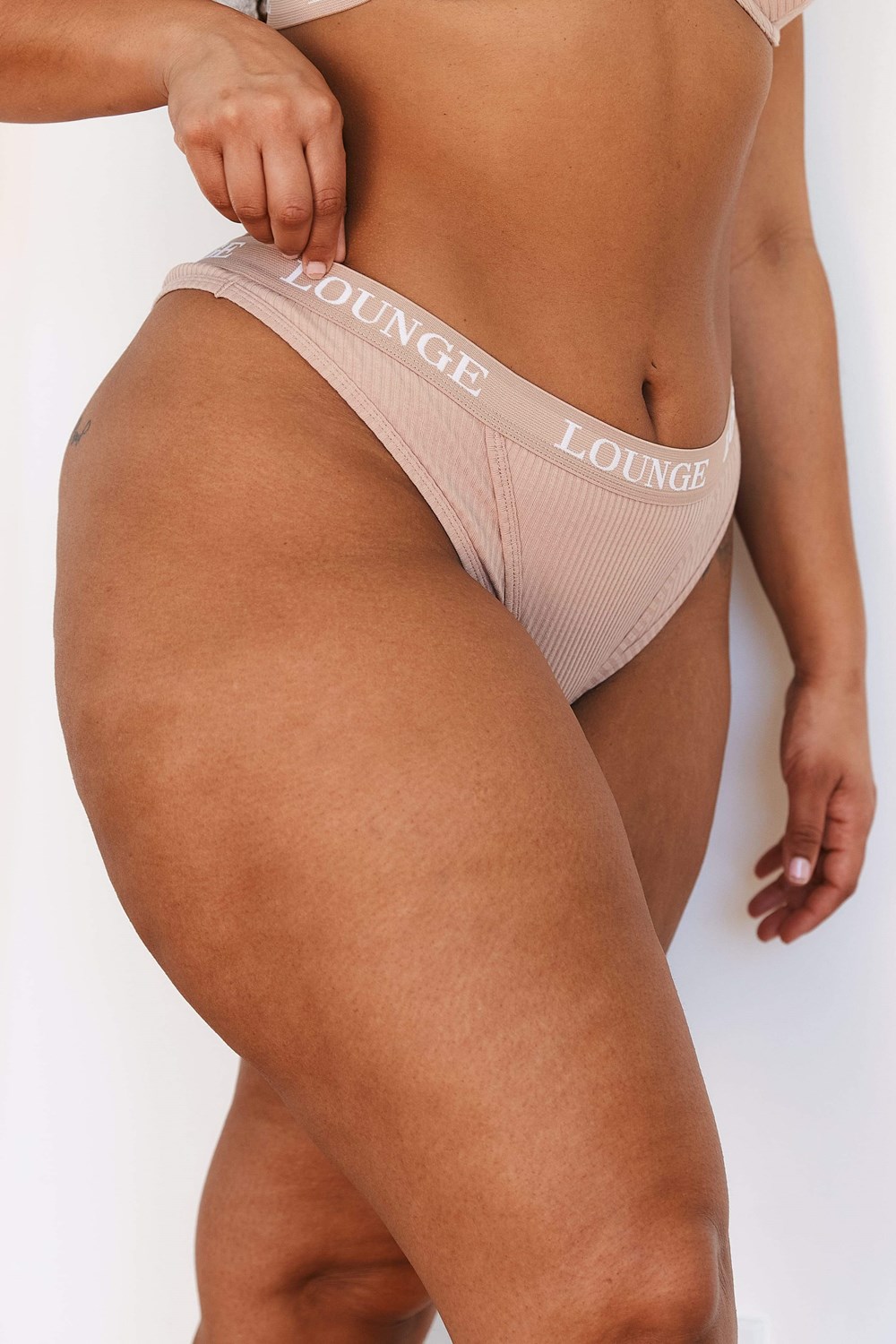 Lounge Underwear Ultra Confort Nervuré Lanières Taupe | JHIFDY-429