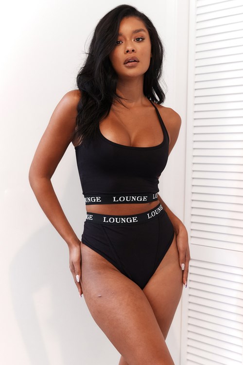 Lounge Underwear Bamboo Basic Bralette & Lanières/Briefs Set Noir | BCZWJY-937