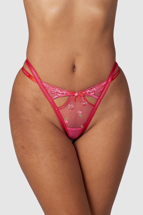 Lounge Underwear Blush Embroidered G-string Rose | QVIZOU-863