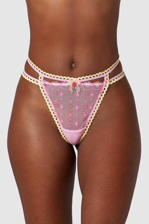 Lounge Underwear Daisy Embroidered Lanières Rose | QLINRT-182