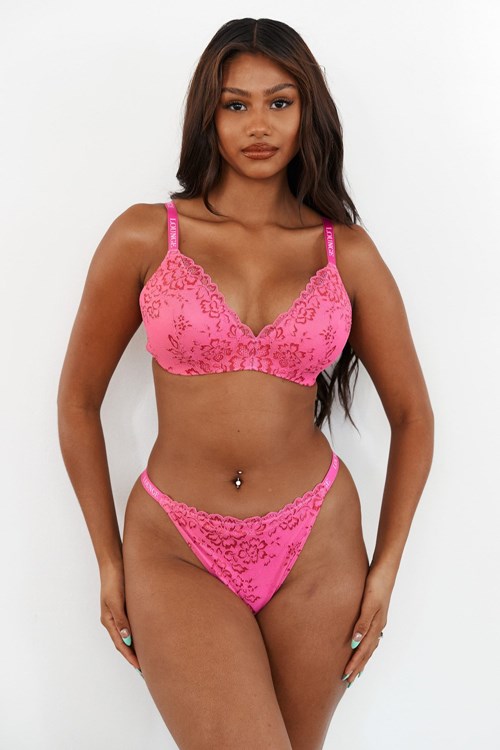 Lounge Underwear Dentelle Magic Bra & Lanières Set Rose | UFAWZM-749