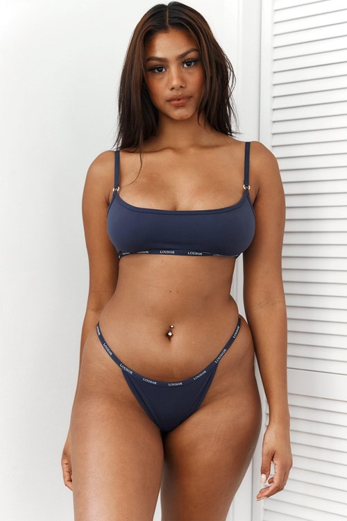 Lounge Underwear Essential Bralette & Lanières/Briefs Set Bleu | MRSVOT-697