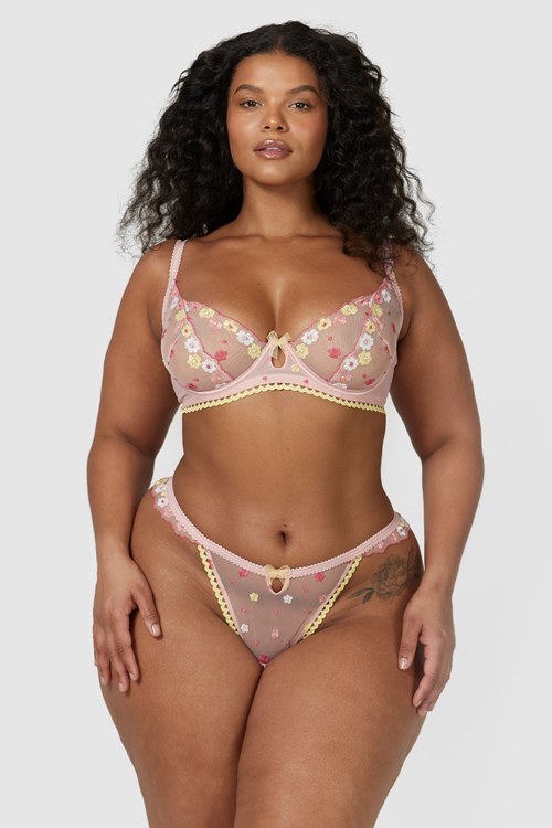 Lounge Underwear Fleur Balcony Bra & Lanières Set Rose | OICPZQ-234