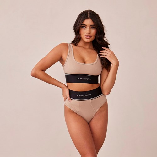 Lounge Underwear Loungerie Bralette & Briefs Set Mink | HXDMYA-862