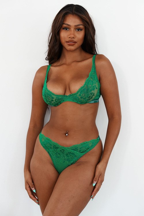 Lounge Underwear Luxe Balcony Bra & Lanières/Briefs Set Emerald | KYZHRV-971