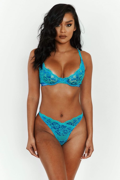 Lounge Underwear Luxe Balcony Bra & Lanières/Briefs Set Bleu | WTHDZC-970