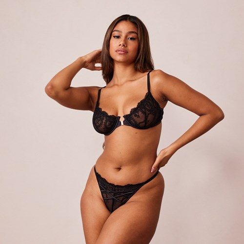 Lounge Underwear Seduce Front Fixation Balcony Bra & Lanières/Briefs Set Noir | GTLCZI-469