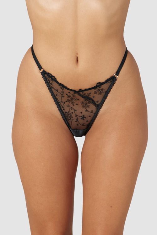 Lounge Underwear Slinky Open Back Briefs Noir | CPOKRW-386