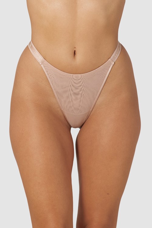 Lounge Underwear Smooth Mesh Lanières Taupe | PLGVIR-014