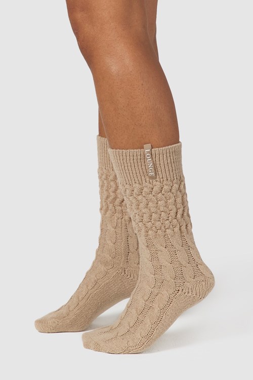 Lounge Underwear Snug Tricoté Socks Mink | UHZBCS-184