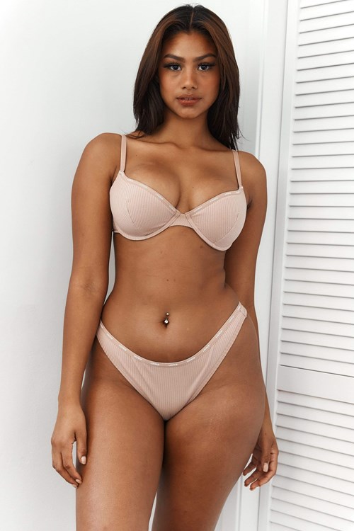 Lounge Underwear So Soft Nervuré T Shirt Bra & Lanières Set Taupe | PVEGWI-102